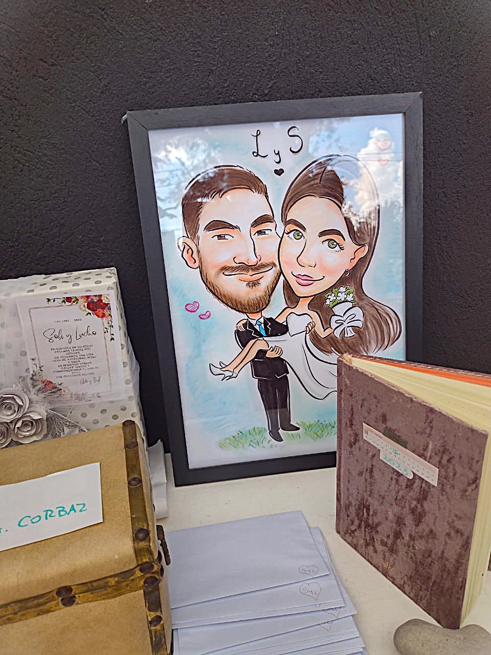 Caricatura personalizada enmarcada en un evento