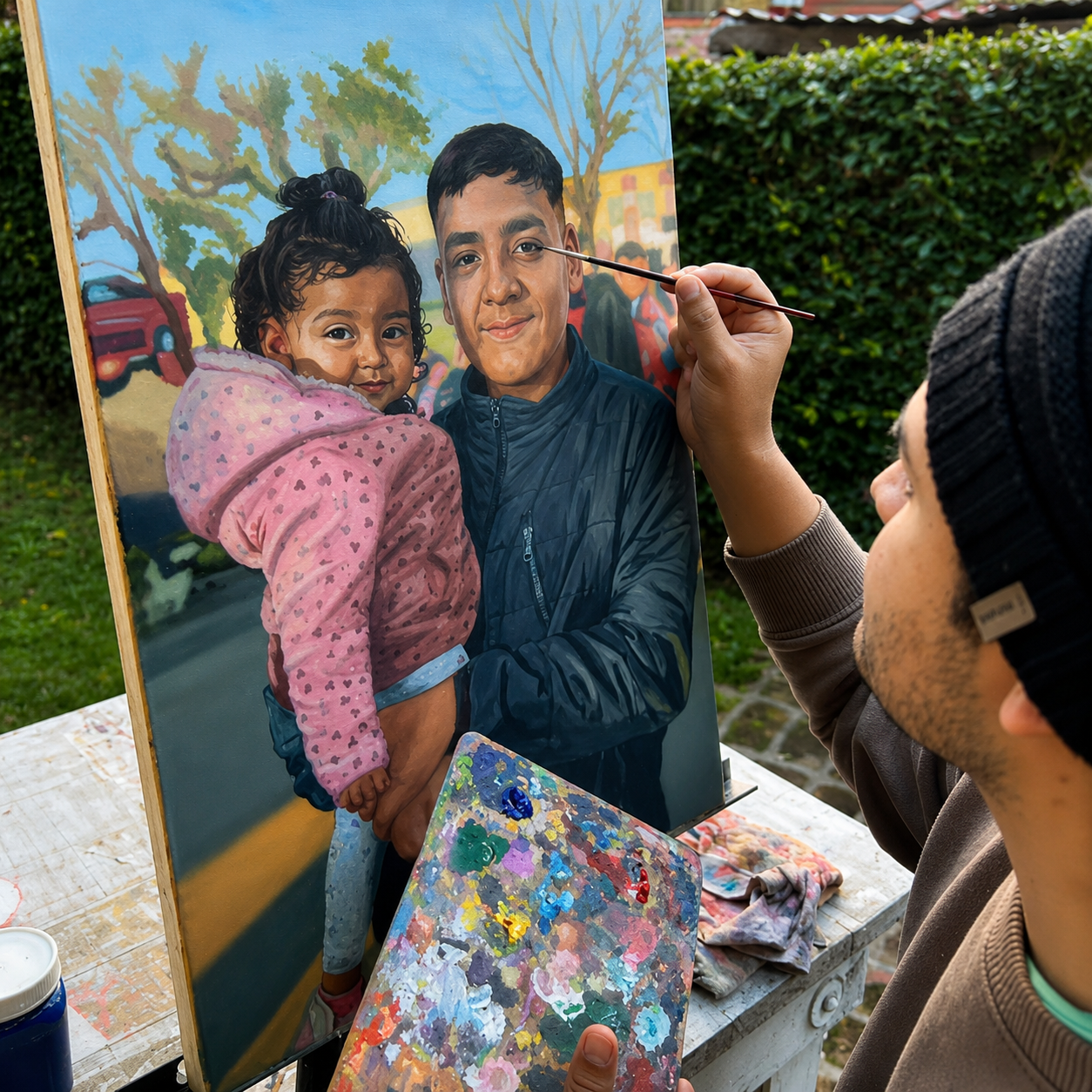 Lucas Escalante pintando