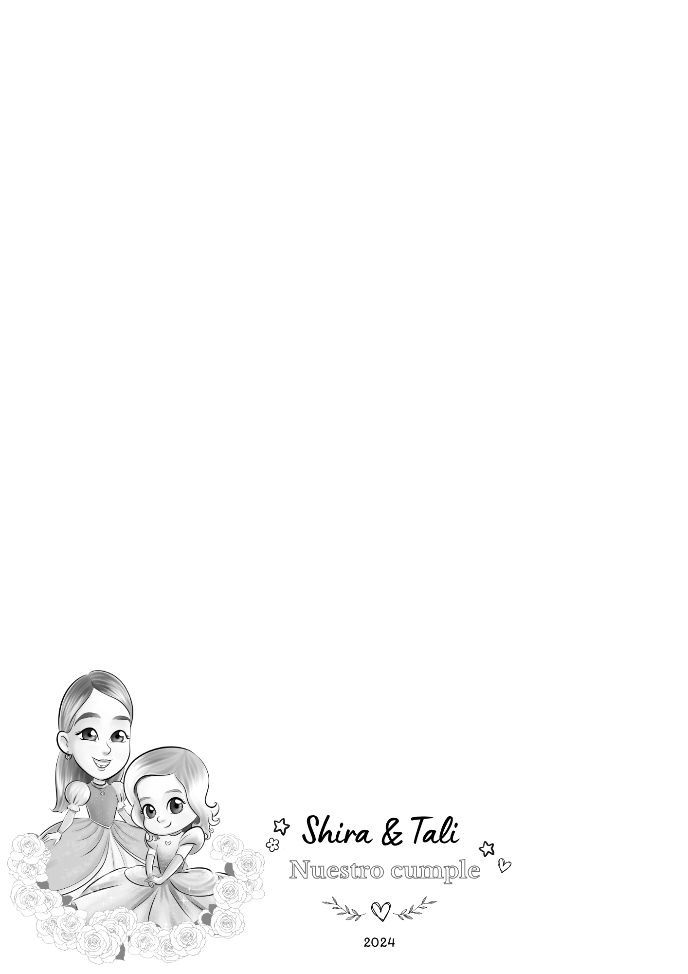 Diseño de hoja personalizado para Shira y Tali